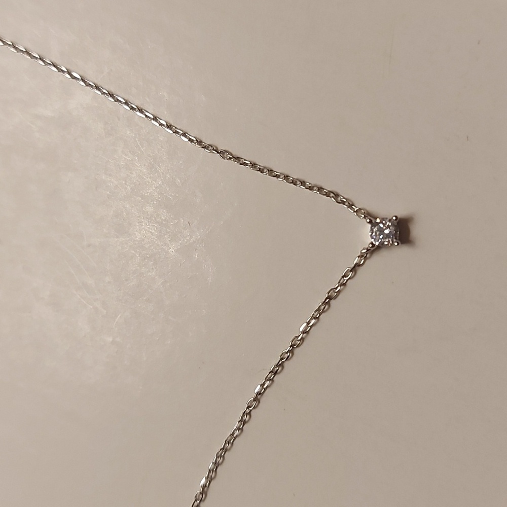 Zirconia solitaire sterling silver necklace